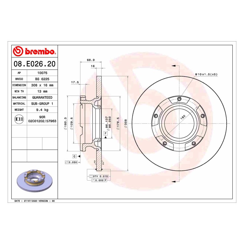 Remschijven Achteras Brembo Premium