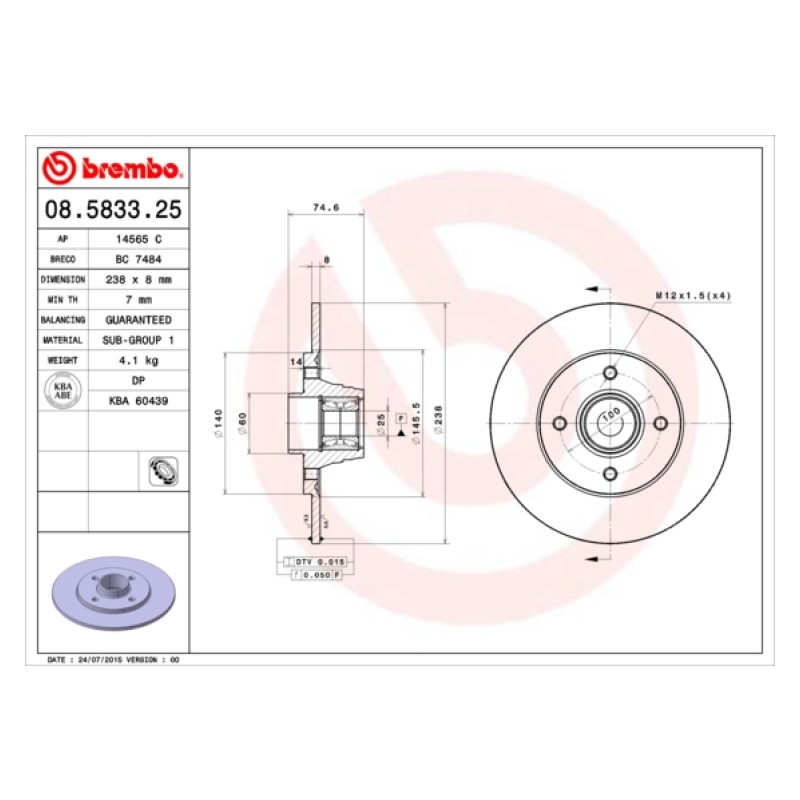 Remschijven Achteras Brembo Premium