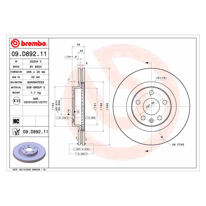 Remschijven Vooras Brembo Premium